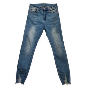 Shein Women's Size 6 Blue Distressed Hem Stretchy Skinny Jeans